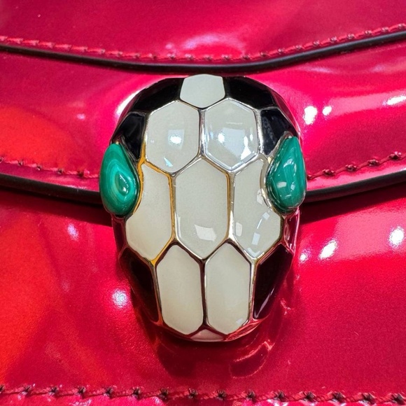 Bvlgari Serpenti Forever Square Crossbody Shoulder Bag Metallic Red Leather Smal - Picture 7 of 14